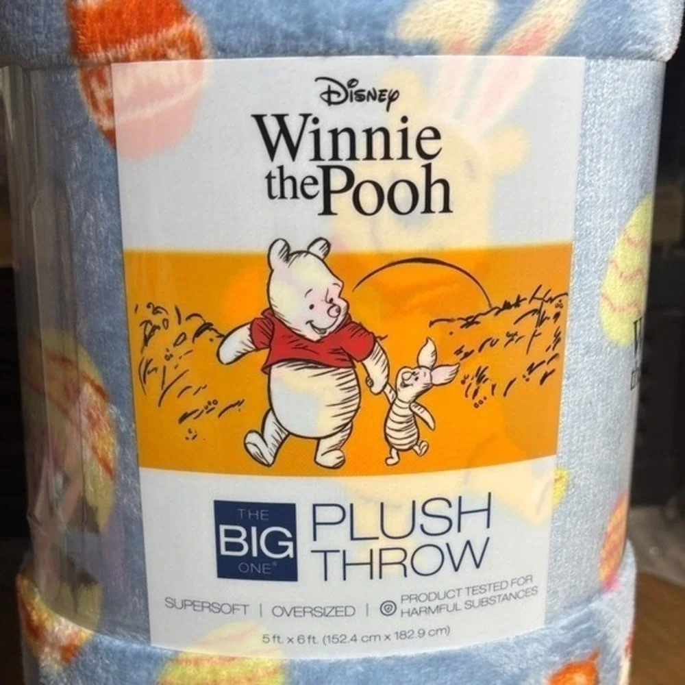 Disney Winnie the Pooh Easter Spring Soft Plush Throw Blanket Big One 5x6 NEW